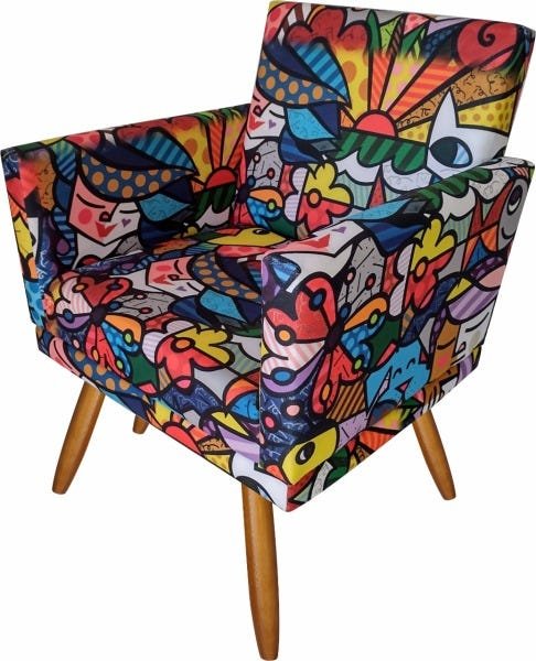 Kit 2 Poltronas Cadeira Decorativa Nina e Puff Romero Brito - 4