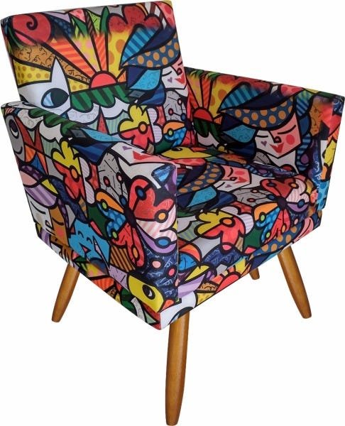 Kit 2 Poltronas Cadeira Decorativa Nina e Puff Romero Brito - 3