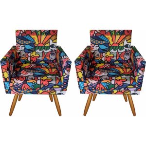 Kit 2 Poltronas Cadeira Decorativa Nina Suede Romero Brito