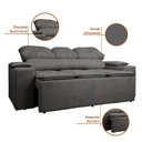 Ver imagem 5 de Sofá com Porta Copos Retrátil e Reclinável Siena 2,05m Velosuede - Netsofas - Cinza