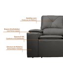Ver imagem 6 de Sofá com Porta Copos Retrátil e Reclinável Siena 2,05m Velosuede - Netsofas - Cinza
