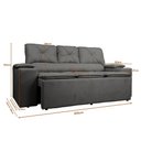 Ver imagem 2 de Sofá com Porta Copos Retrátil e Reclinável Siena 2,05m Velosuede - Netsofas - Cinza