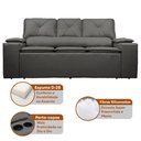 Ver imagem 3 de Sofá com Porta Copos Retrátil e Reclinável Siena 2,05m Velosuede - Netsofas - Cinza