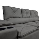 Ver mais imagens de Sofá com Porta Copos Retrátil e Reclinável Siena 2,05m Velosuede - Netsofas - Cinza