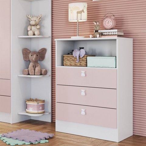 Cômoda Infantil Ursinho com 3 Gavetas Mdp 15mm Percasa