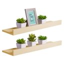 Ver imagem 1 de Kit 2 Prateleiras Porta Quadros 60 x 15cm Bege Claro Suporte Invisível
