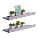Ver imagem 1 de Kit 2 Prateleiras Porta Quadros 60 x 15cm Cinza Claro Suporte Invisível