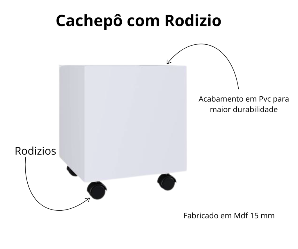 Cachepô Decorativo com Rodizio na Cor Branco - 2