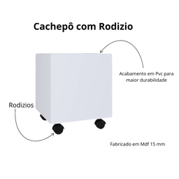 Cachepô Decorativo com Rodizio na Cor Branco - 2