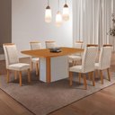 Ver imagem 1 de Conjunto de Jantar Isadora 6 Lugares com Cadeiras Lorena Veludo Creme 180cm Moderna