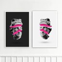 Ver imagem 2 de Kit 2 Quadros Decorativos Pop - Esculturas 45x34cm - com Vidro:moldura Branca