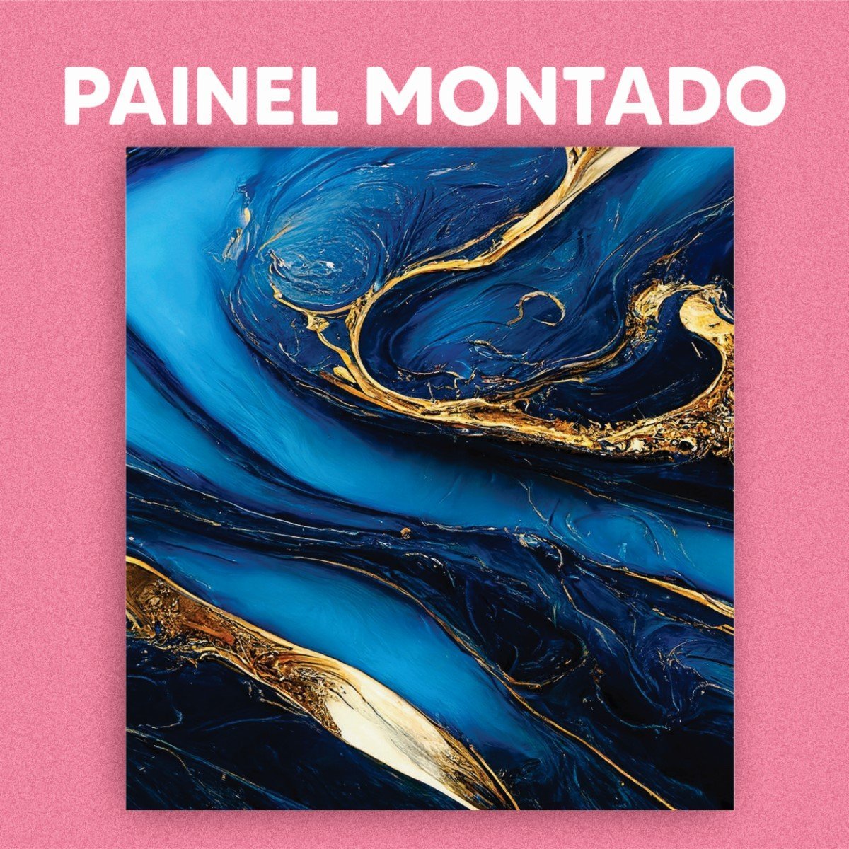 Papel de Parede Painel 3D Mármore Azul com Dourado 1M Revestimento Pedra Requinte Auto Colante - 3