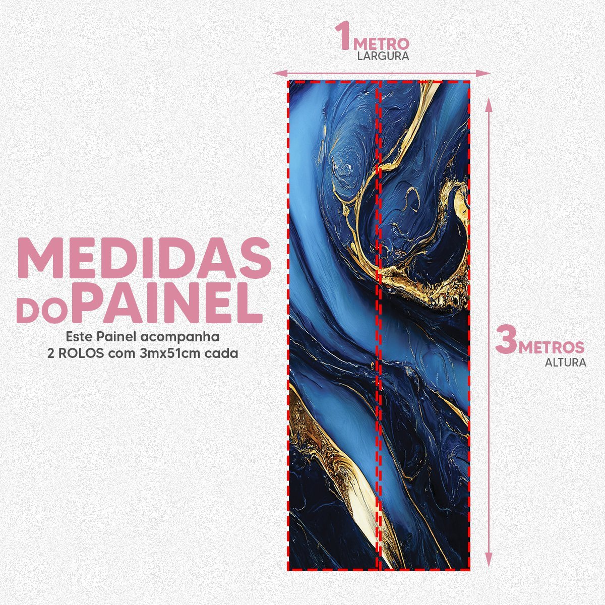 Papel de Parede Painel 3D Mármore Azul com Dourado 1M Revestimento Pedra Requinte Auto Colante - 5