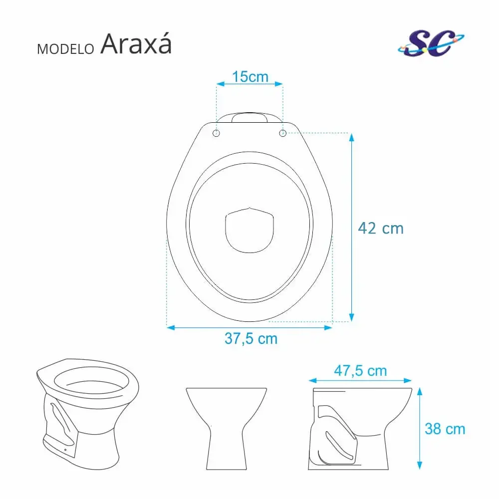 Assento Sanitário Fechamento Lento Araxa Ocre para vaso Santa Clara - 2