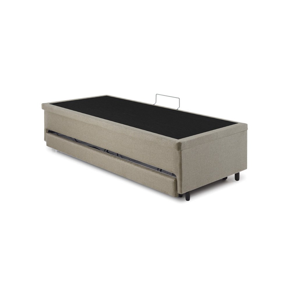 Bicama Box com Baú Solteiro 88x188 com Colchão Auxiliar Linho Bege - 12