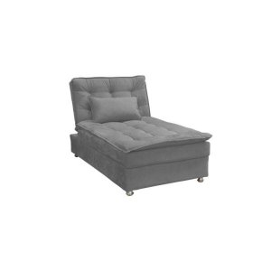 Sofá Cama Solteiro Chaise 1 Lugar Penelope - Veludo Chumbo