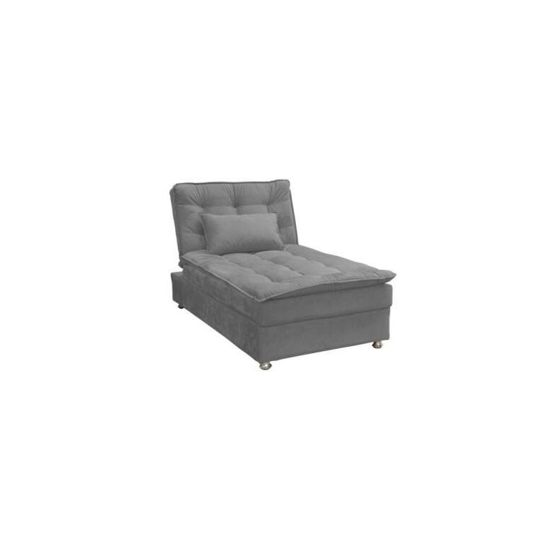 Sofá Cama Solteiro Chaise 1 Lugar Penelope - Veludo Chumbo