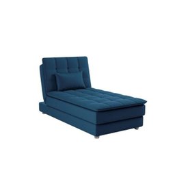 Sofá Cama Chaise 1 Lugar Penelope - Veludo Turkey Petroleo - 1
