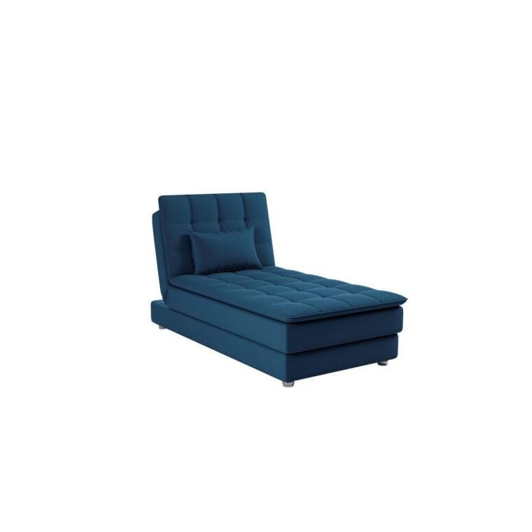 Sofá Cama Chaise 1 Lugar Penelope - Veludo Turkey Petroleo