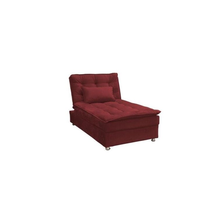 Sofá Cama Chaise 1 Lugar Penelope - Veludo Vinho