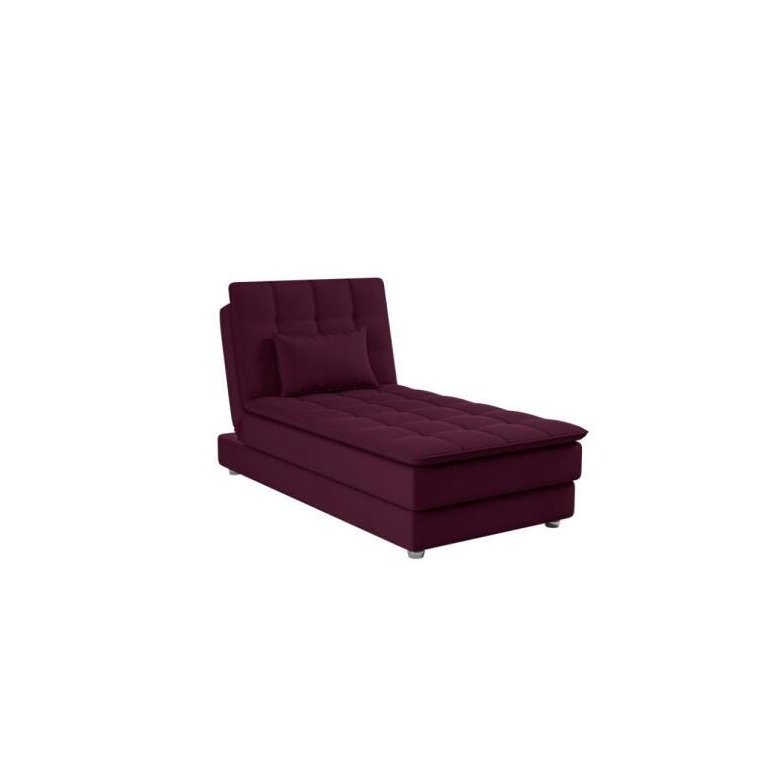 Sofá Cama Chaise 1 Lugar Penelope - Veludo Turkey Vinho