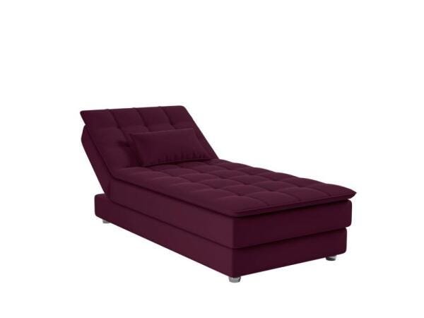 Sofá Cama Chaise 1 Lugar Penelope - Veludo Turkey Vinho - 2