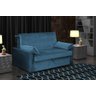 Sofá Cama com Baú Cristal - Veludo Azul - 4