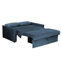 Sofá Cama com Baú Cristal - Veludo Azul - 3