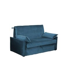 Sofá Cama com Baú Cristal - Veludo Azul - 1