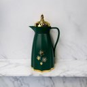 Ver mais imagens de Garrafa Térmica Verde e Detalhes Dourado 700ml - 29x20cm - Resistente a Vazamentos - Design Elegante