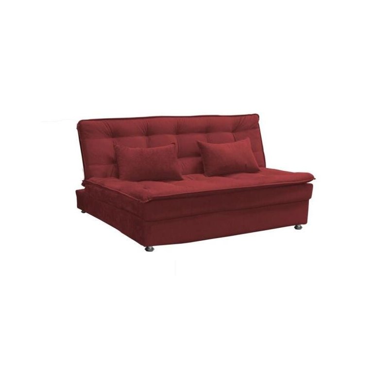 Sofá Cama Reclinável 2 Lugares Penélope - Veludo Vinho Sofá Cama Reclinável 2 Lugares Penélope - Veludo Vinho