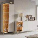 Ver imagem 4 de Kit Aparador Buffet 182cm e Cristaleira 2 Portas Pés Industrial Dourado Mosele C04 Off White Matte