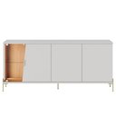 Ver imagem 3 de Kit Aparador Buffet 182cm e Cristaleira 2 Portas Pés Industrial Dourado Mosele C04 Off White Matte