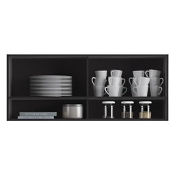 Armário de Cozinha Aéreo 120cm Luíza Multimóveis CR6267 Preto - 3 Armário de Cozinha Aéreo 120cm Luíza Multimóveis CR6267 Preto - 3