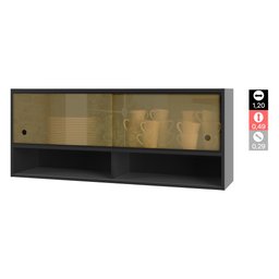 Armário de Cozinha Aéreo 120cm Luíza Multimóveis CR6267 Preto - 2 Armário de Cozinha Aéreo 120cm Luíza Multimóveis CR6267 Preto - 2