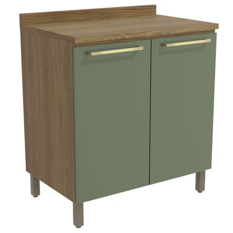 Armário de Cozinha Balcão 2 Portas 80cm com Tampo e Pés M623 Botanic Kappesberg