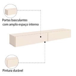 Rack Suspenso Para Painel Ou Tv Até 75" 2 Portas 2,00m - 3