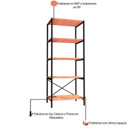Estante Estilo Industrial Multiuso Trento Artefamol - 4