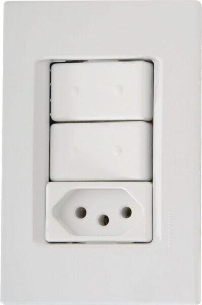 Conjunto 2 Interruptores Simples 10a 250v + 1 Tomada 2p+T 10a 250v 4x2 - IZY FLAT - 1