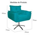 Ver imagem 5 de Kit 2 Poltronas Decorativa Clínica Com Base Giratória de Metal Opala Suede Azul Turquesa - LM DECOR