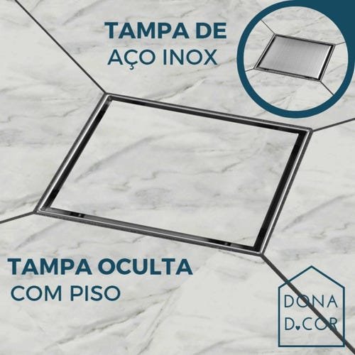 Ralo Oculto Inox 10x10 Invisível Tampa Quadrada Não É Pvc - 6