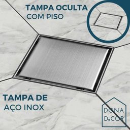 Ralo Oculto Inox 10x10 Invisível Tampa Quadrada Não É Pvc - 8