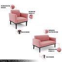 Ver imagem 3 de Conjunto Poltrona e Namoradeira Decorativa Isabella Pés Fixo em Madeira Preto Suede Rose G19 - Gran