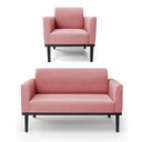 Ver imagem 1 de Conjunto Poltrona e Namoradeira Decorativa Isabella Pés Fixo em Madeira Preto Suede Rose G19 - Gran
