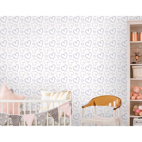 Papel de Parede Infantil - Corações 2 Arte Destaque 3 Metros
