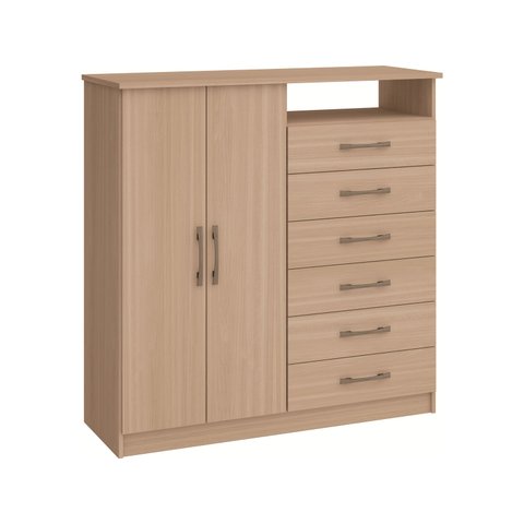 Cômoda 2 Portas 6 Gavetas Nogueira Champanhe Castro