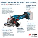Ver imagem 6 de Esmerilhadeira Bosch GWS 18V-15 Sem baterias e carregador