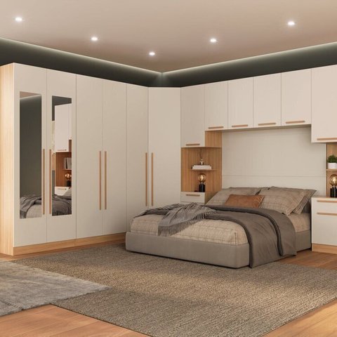 Guarda-roupa Modulado Canto 7 Peças San Diego com Espelho