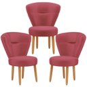 Ver imagem 1 de Kit 3 Poltronas para Recepção Camarim Sala de Jantar Ergonômica Tecido Veludo Pés de Madeira