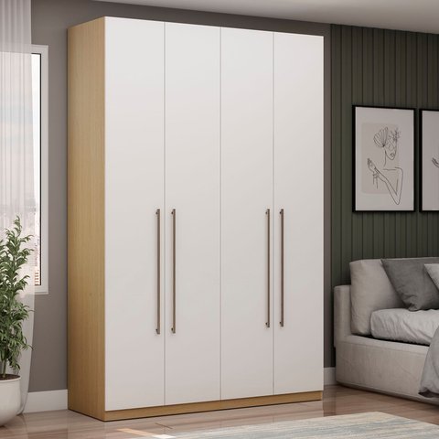 Guarda Roupa 4 Portas 3 Gavetas Ares Infinity Savana/Branco